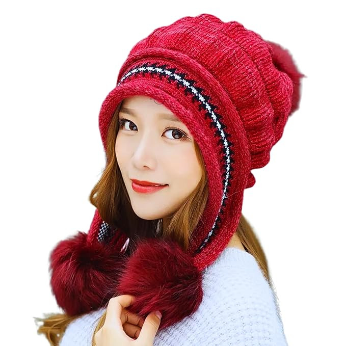 Tomorrow Women's Winter Woolen Beanie Cap and Neck Scarf Warmer Set Snow Proof, Inside Fur, Warm Woolen Cap for Women, Girl's