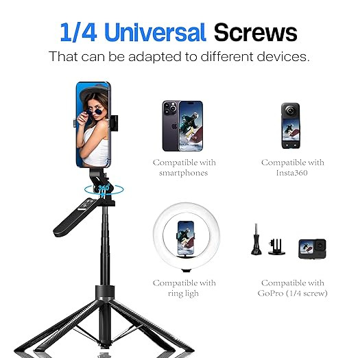 Tygot T-14 70 Inch (180CM) Selfie Stick Bluetooth Selfie Sticks with Extendable Tripod Stand, Remote & 360 Rotating Head, 3-in-1 Selfie Stick, Compatible with All Smartphones