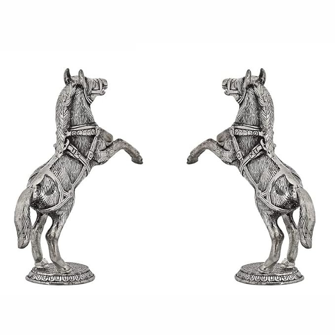 Click to open expanded view   INTERNATIONAL GIFT® Silver Plated Horse Oxidized Metal Gold Polish Two pcs Set for Your Home,Office Table Decorative & Gift Article Pack of 2 Silver Horse (23H x 35W x 6L