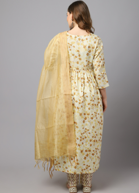 Brown maple leaf kurta set with patra embroidery