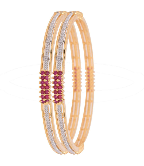 Ruby white Traditional gold Plated Bangle set for womens