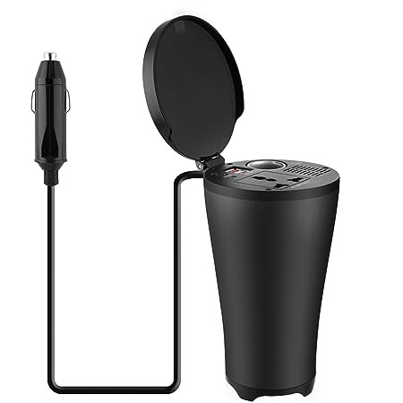 Lapcar 150w Adapter Car Charger Inverter 12V DC to 220V AC with Dual USB 4.8A Auto for Mobile,Phone, Laptop,Power bank,Air pods,games,Electric cup / lunchbox,Tablet.,Smart Watch,Camera,video cam ,Tour