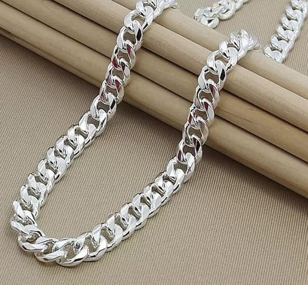 Fashion Frill Silver Chain For Men Silver Plated Chains For Boys Men Jewellery Alloy Silver Chain Mens Jewellery Necklace Chain 20 Inches