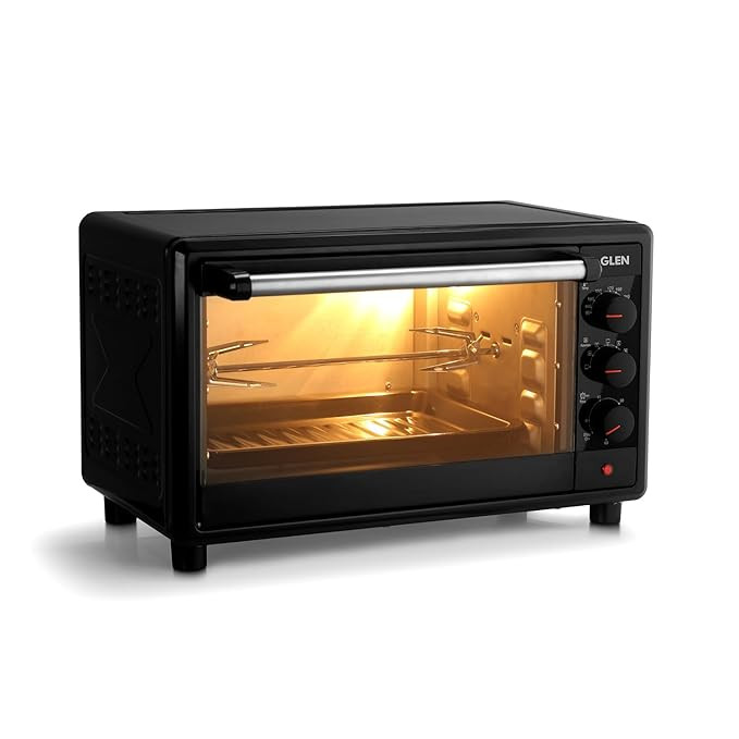 Glen Oven Toaster Griller OTG - 25 Litres with Convection & Motorized Rotisserie 1700W - Black -SA5025RC