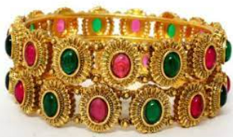 Traditional ruby green gold plated kundan bangle set