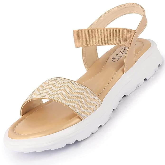 FAUSTO Women's Open Toe Fashion Stylish Day Long Comfort Slip On Wedges Sandals