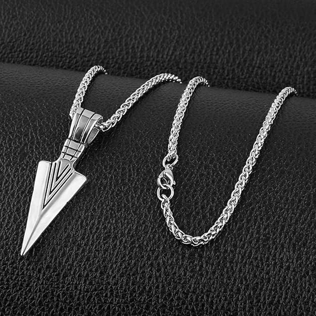 Fashion Frill Men's Jewellery Silver Arrow Necklace For Men boys Arrow Head Pendan