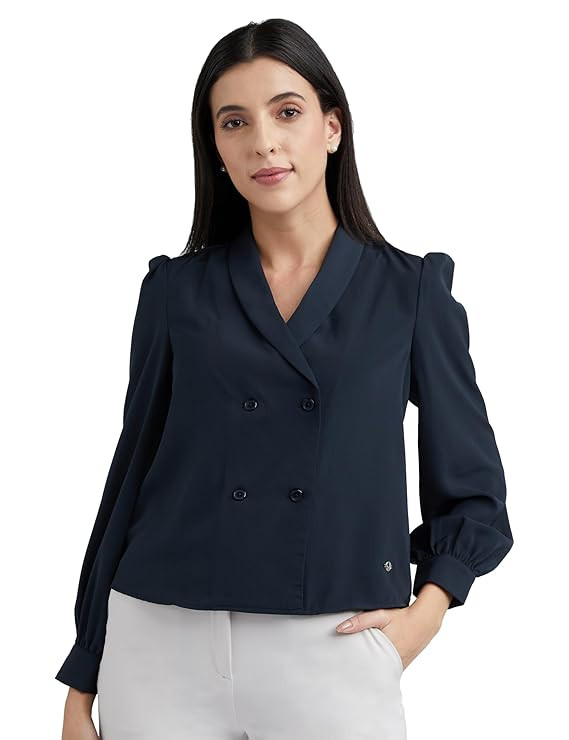 Allen Solly Women's Polyester Solid Regular Fit Blouse