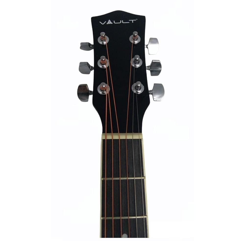 Vault EA20 Guitar Kit with Learn to Play Ebook, Bag, Strings, Straps, Picks, String winder & Polishing Cloth - 40 inch Cutaway Acoustic Guitar Black