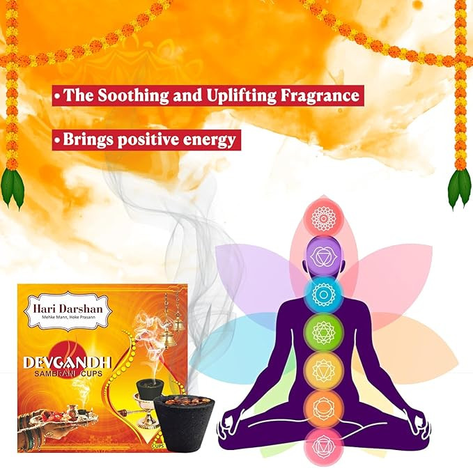 Hari Darshan Devgandh Sambrani Cup - 48 Cups (Dhoop/Loban/Guggal) for Daily Puja, Havan | Pack of 4 (12 Cups Per Pack)