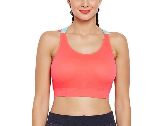 Purple Fit, Xena Olive Sports Bra, High Impact, Criss Cross Back, Front Zip, Gym Wear, Running, Zumba, Sports Bra for Women