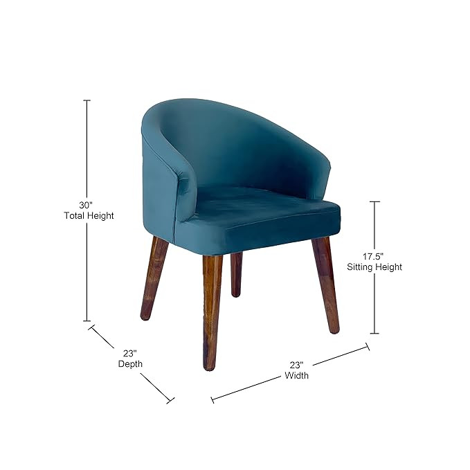 Vivek Wood Solid Sheesham Wood Dining Chairs Only | Set of 4 Wooden & Upholstered Premium Velvet Fabric Cushioned Dinning Chairs | Accent Chair for Home | Blue