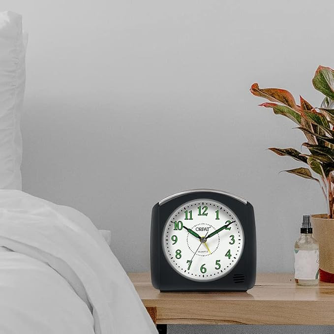 Ajanta Orpat Time Piece Beep Alarm Analog Clock (Small_140X114X74 Mm, White,Plastic)